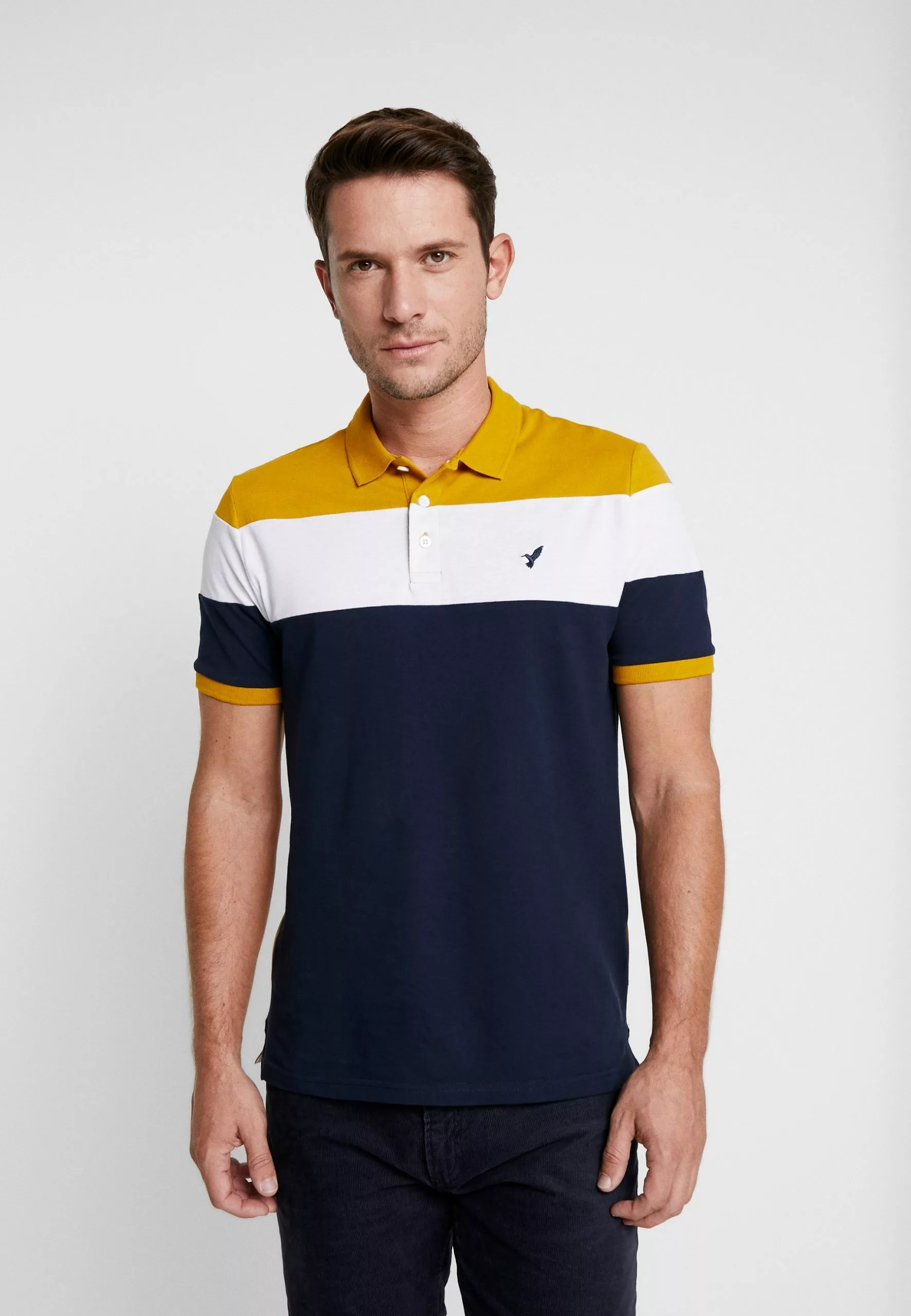 Pier One Polo Shirt - Dark Blue/Mustard 1 Pier One Polo Shirt - Dark Blue/Mustard