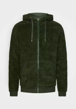 Pier One Borg Zip-Up Jacket - Fleece Jacket - Dark Green