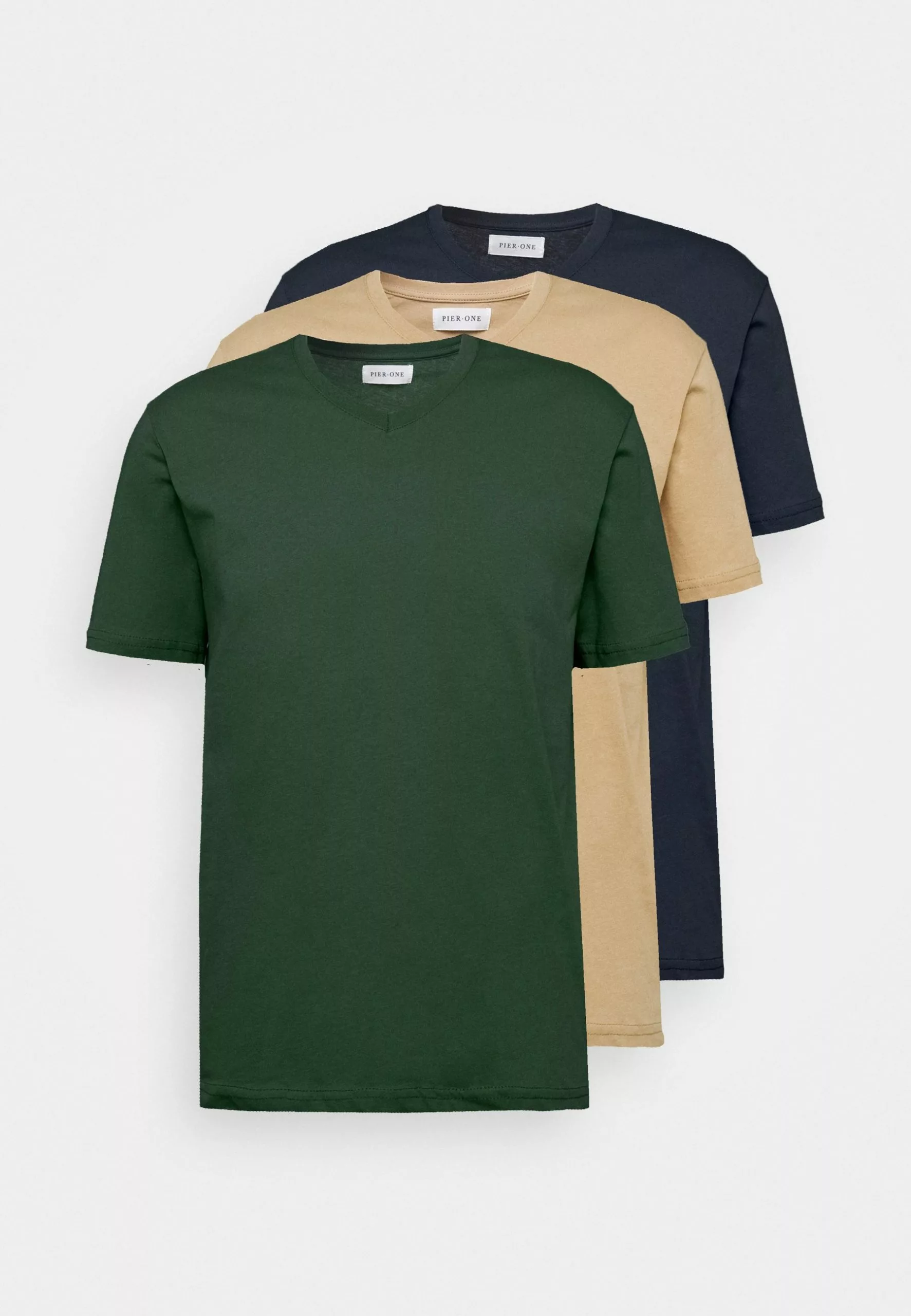 Pier One 3 Pack - Basic T-Shirt - Khaki/Tan/Dark Blue 7 Pier One 3 Pack - Basic T-Shirt - Khaki/Tan/Dark Blue - Image 7
