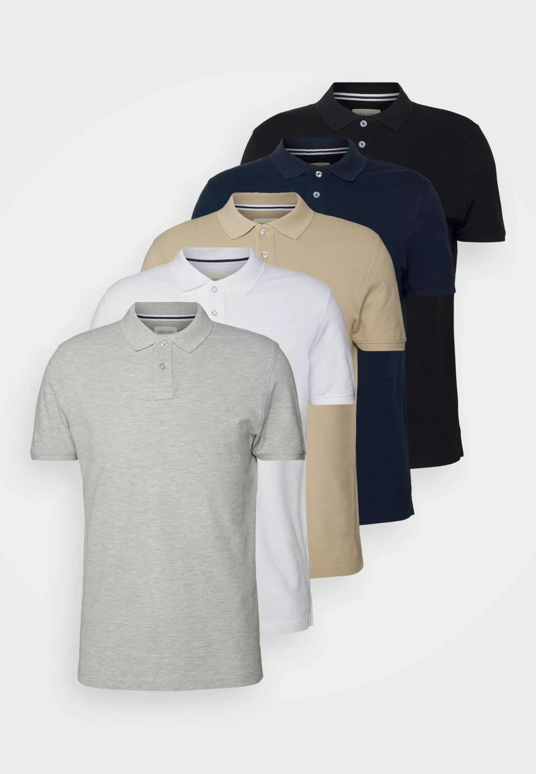 Pier One 5 Pack - Polo Shirt - Black/Blue/Beige 7 Pier One 5 Pack - Polo Shirt - Black/Blue/Beige - Image 7