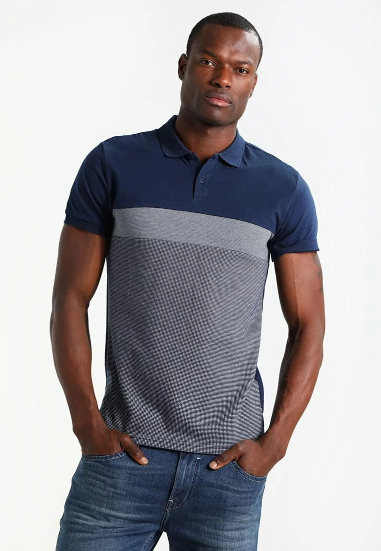 Pier One Polo Shirt - Dark Blue/Mottled Grey 1 Pier One Polo Shirt - Dark Blue/Mottled Grey
