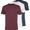 Pier One 3 Pack - Basic T-Shirt - Mottled Bordeaux/White/Blue