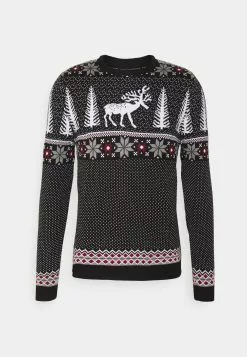 Pier One Wintery Christmas Jumper- Jumper - Black
