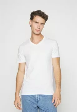 Pier One V Neck Bird Tonal 3 Pack - Basic T-Shirt - Light Brown/White/Dark Blue -Pier One Shop 1f5463f9c0604b97998b18e77595bc5f