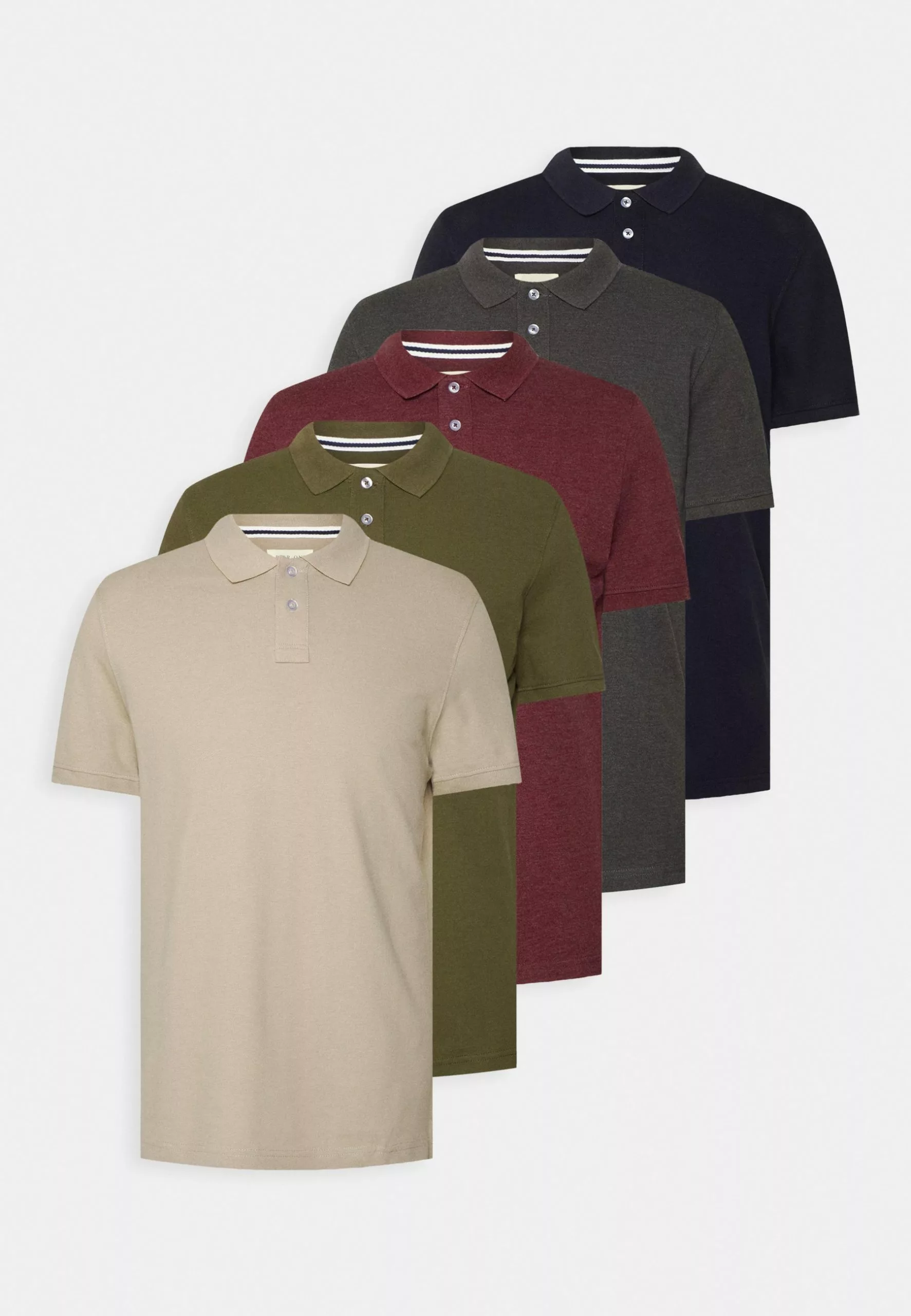 Pier One 5 Pack - Polo Shirt - Bordeaux/Olive/Dark Grey 1 Pier One 5 Pack - Polo Shirt - Bordeaux/Olive/Dark Grey