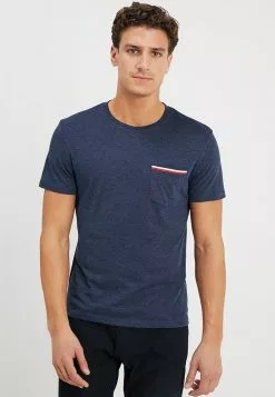 Pier One Basic T-Shirt - Mottled Dark Blue
