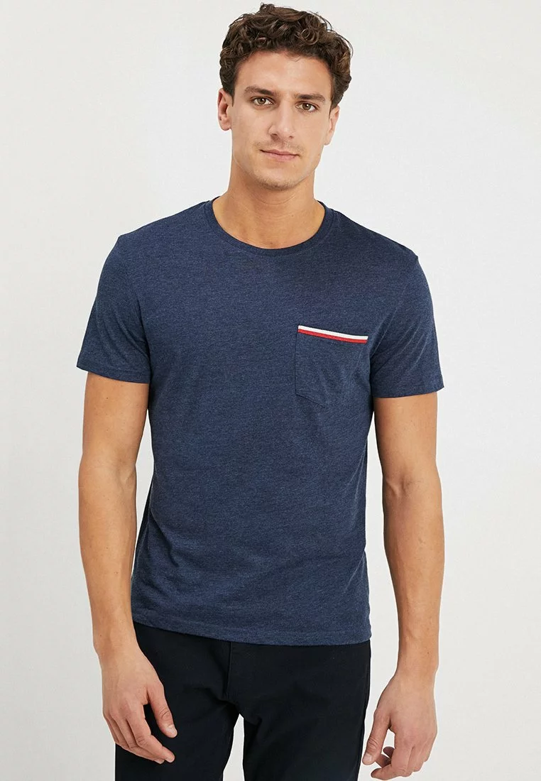 Pier One Basic T-Shirt - Mottled Dark Blue 1 Pier One Basic T-Shirt - Mottled Dark Blue