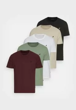 Pier One 5 Pack - Basic T-Shirt - White/Green/Bordeaux/Black/Beige -Pier One Shop 388df4ed46f64c049d4079afe6c50dc9