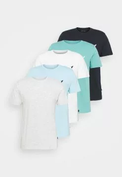 Pier One 5 Pack - Basic T-Shirt - Light Grey - 101_White - 001_Green - 602 -Pier One Shop 3fe4ededb7e446c69186309619c33f40