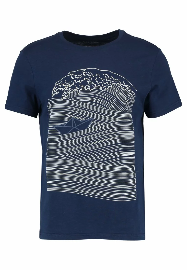 Pier One Print T-Shirt - Dark Blue/White 5 Pier One Print T-Shirt - Dark Blue/White - Image 5