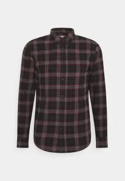 Pier One Shirt - Mottled Dark Grey / Bordeaux