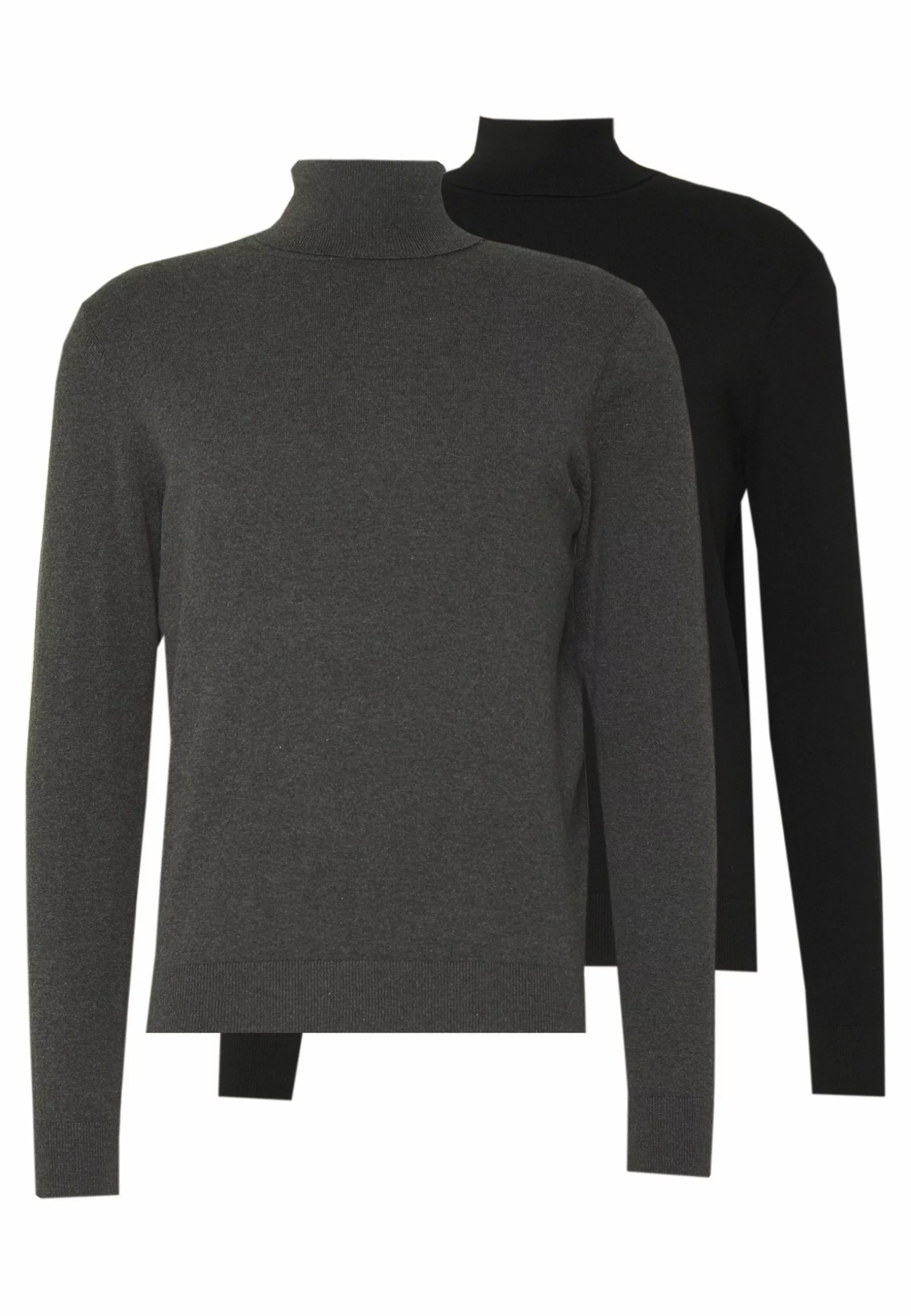 Pier One 2 Pack - Basic Turtleneck - Jumper - Black/Mottled Dark Grey 1 Pier One 2 Pack - Basic Turtleneck - Jumper - Black/Mottled Dark Grey