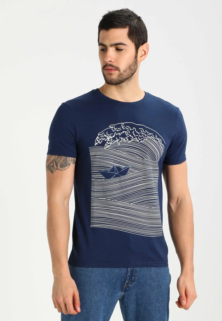 Pier One Print T-Shirt - Dark Blue/White 1 Pier One Print T-Shirt - Dark Blue/White