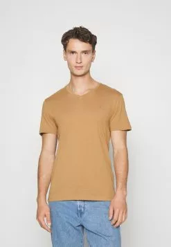 Pier One V Neck Bird Tonal 3 Pack - Basic T-Shirt - Light Brown/White/Dark Blue -Pier One Shop 6cb58bfc668145ef8b56c752a3c3901c