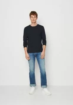 Pier One Long Sleeved Top - Red/Dark Blue/Mottled Light Grey