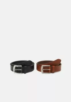 Pier One Leather 2 Pack - Belt - Cognac/Black