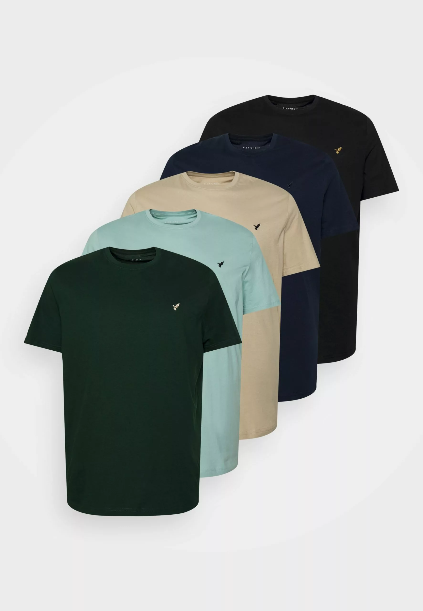 Pier One 5 Pack - Basic T-Shirt - Dark Green/Beige/Light Blue 6 Pier One 5 Pack - Basic T-Shirt - Dark Green/Beige/Light Blue - Image 6
