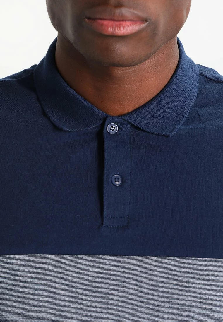 Pier One Polo Shirt - Dark Blue/Mottled Grey 4 Pier One Polo Shirt - Dark Blue/Mottled Grey - Image 4