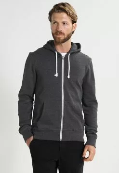 Pier One Zip-Up Sweatshirt - Black Melange