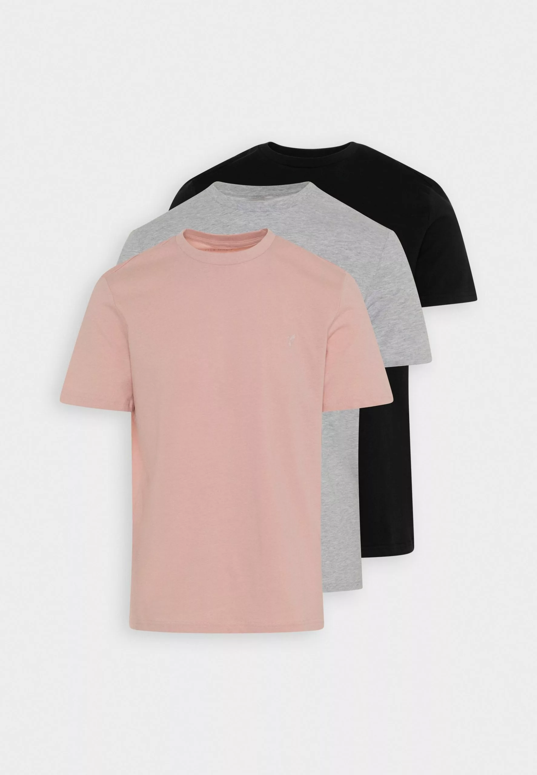 Pier One 3 Pack - Basic T-Shirt - Mottled Light Grey/Pink/Black 6 Pier One 3 Pack - Basic T-Shirt - Mottled Light Grey/Pink/Black - Image 6