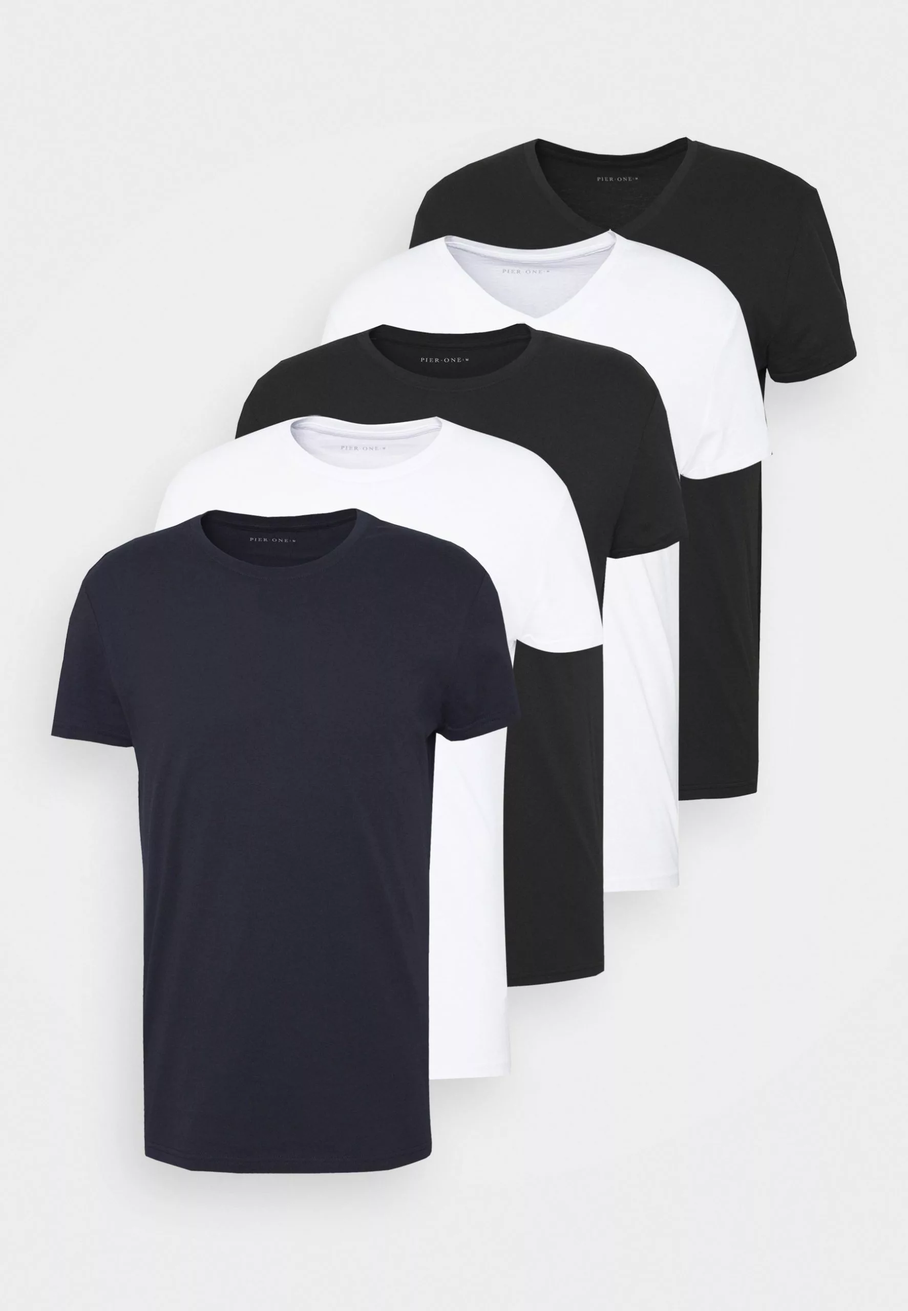 Pier One 5 Pack - Basic T-Shirt - White/Black 7 Pier One 5 Pack - Basic T-Shirt - White/Black - Image 7