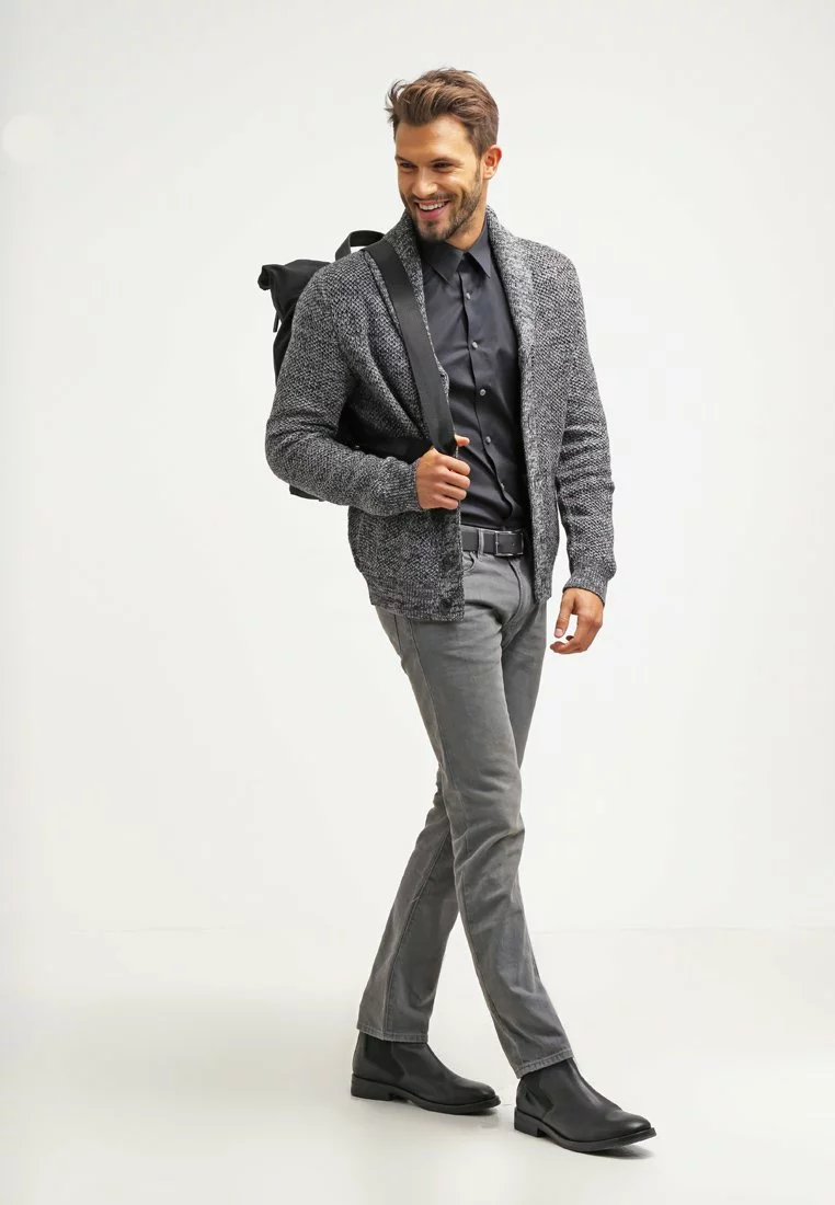 Pier One Cardigan - Dark Grey Melange 2 Pier One Cardigan - Dark Grey Melange - Image 2