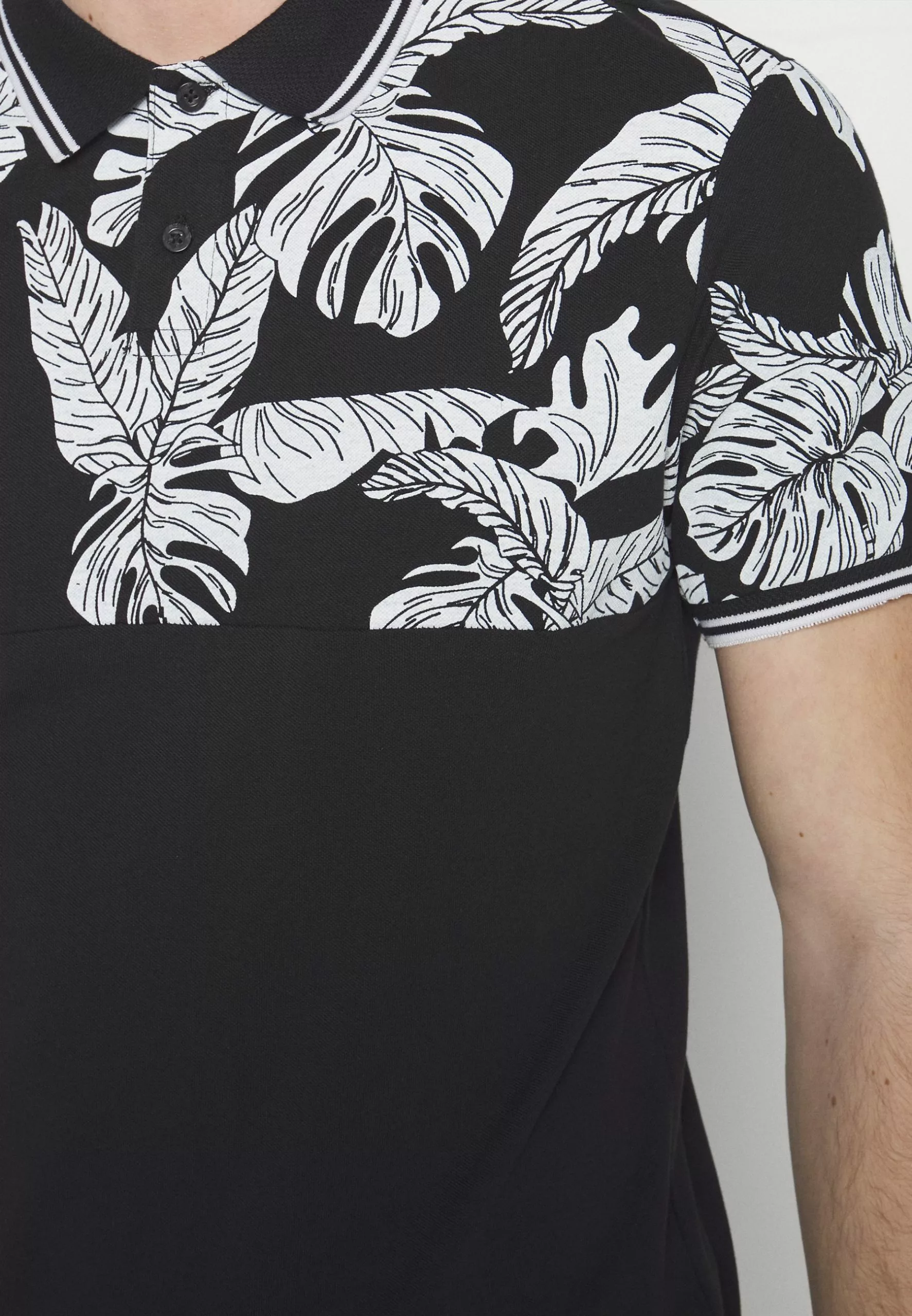 Pier One Yoke Mono- Polo Shirt - Black/White 5 Pier One Yoke Mono- Polo Shirt - Black/White - Image 5