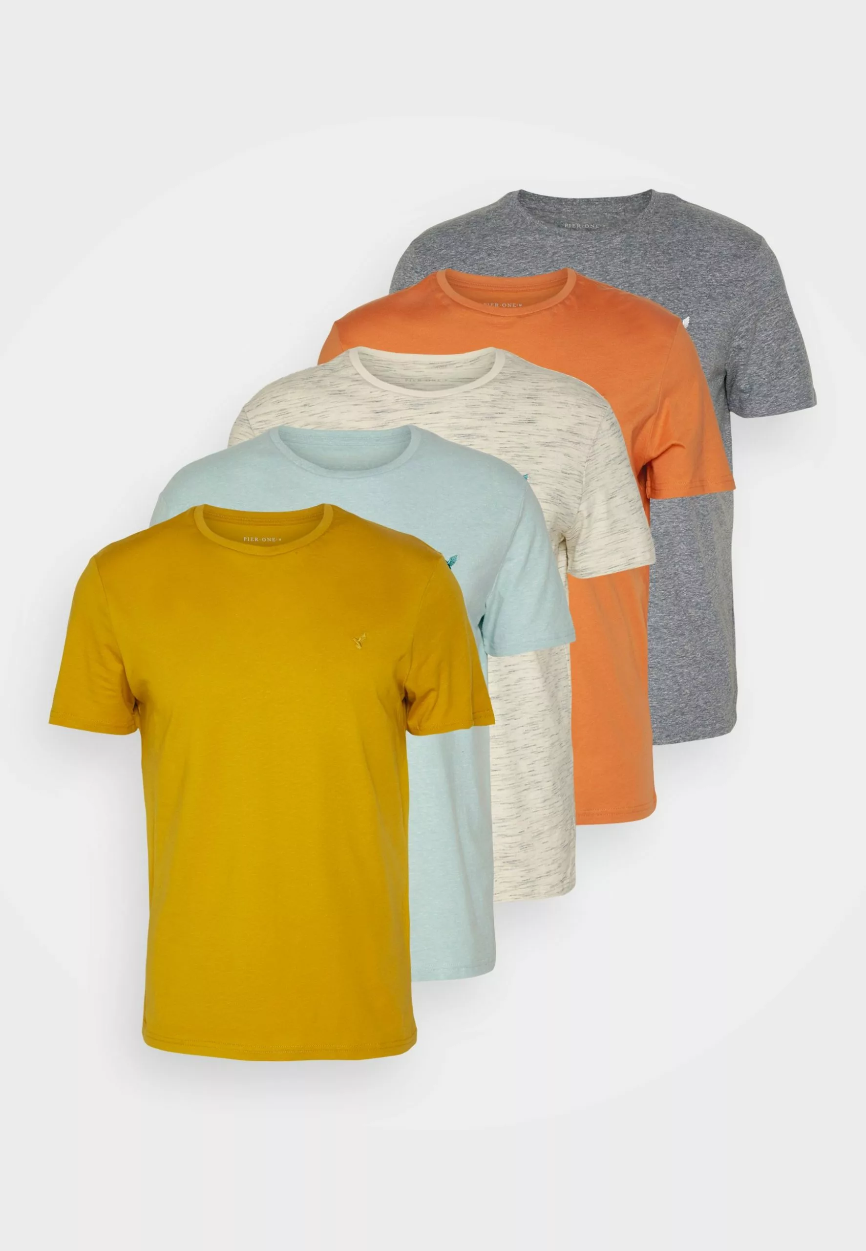 Pier One 5 Pack - Basic T-Shirt - Mottled Dark Blue/Yellow/Orange 7 Pier One 5 Pack - Basic T-Shirt - Mottled Dark Blue/Yellow/Orange - Image 7