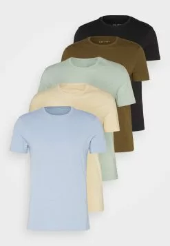 Pier One 5 Pack - Basic T-Shirt - Black/Light Blue/Khaki/Mint/Beige -Pier One Shop aca2b3bc697c479e9ac206d11e42c90c