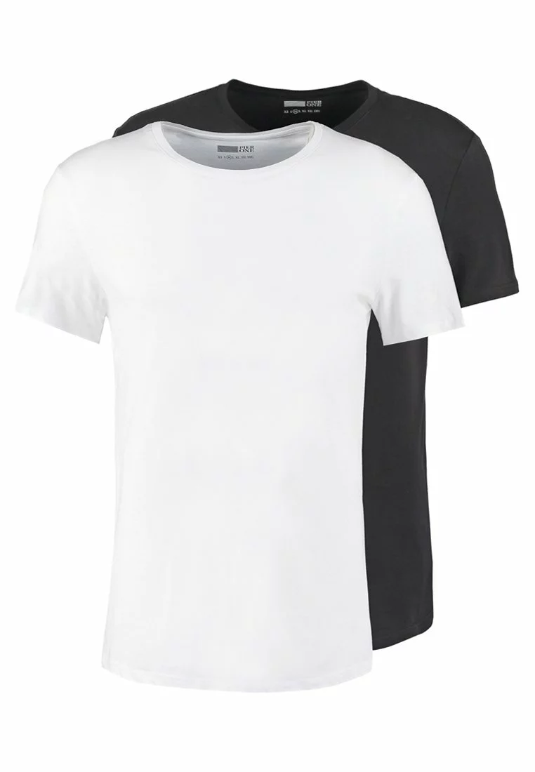 Pier One 2 Pack - Basic T-Shirt - White/Black 2 Pier One 2 Pack - Basic T-Shirt - White/Black - Image 2