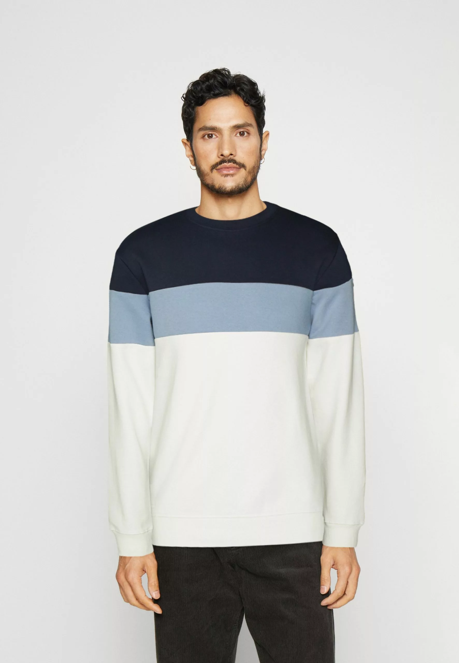 Pier One Sweatshirt - Blue/Off-White/Grey 1 Pier One Sweatshirt - Blue/Off-White/Grey