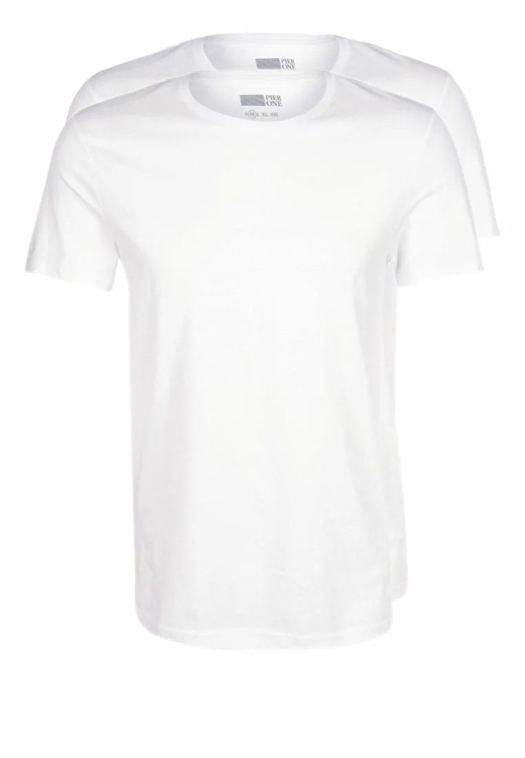 Pier One 2 Pack - Basic T-Shirt - White 1 Pier One 2 Pack - Basic T-Shirt - White