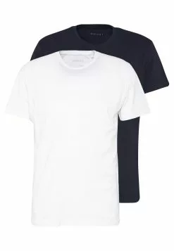 Pier One 2 Pack - Basic T-Shirt - White/Dark Blue