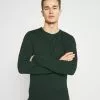 Pier One Basic Crewneck - Jumper - Mottled Dark Green