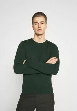 Pier One Basic Crewneck - Jumper - Mottled Dark Green