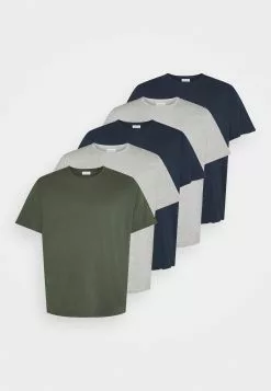 Pier One 5 Pack - Basic T-Shirt - Khaki/Grey/Dark Blue -Pier One Shop d3fe6e185c83415bbbdfd7d53b4f9bb2