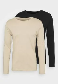 Pier One 2 Pack - Long Sleeved Top - Beige/Black