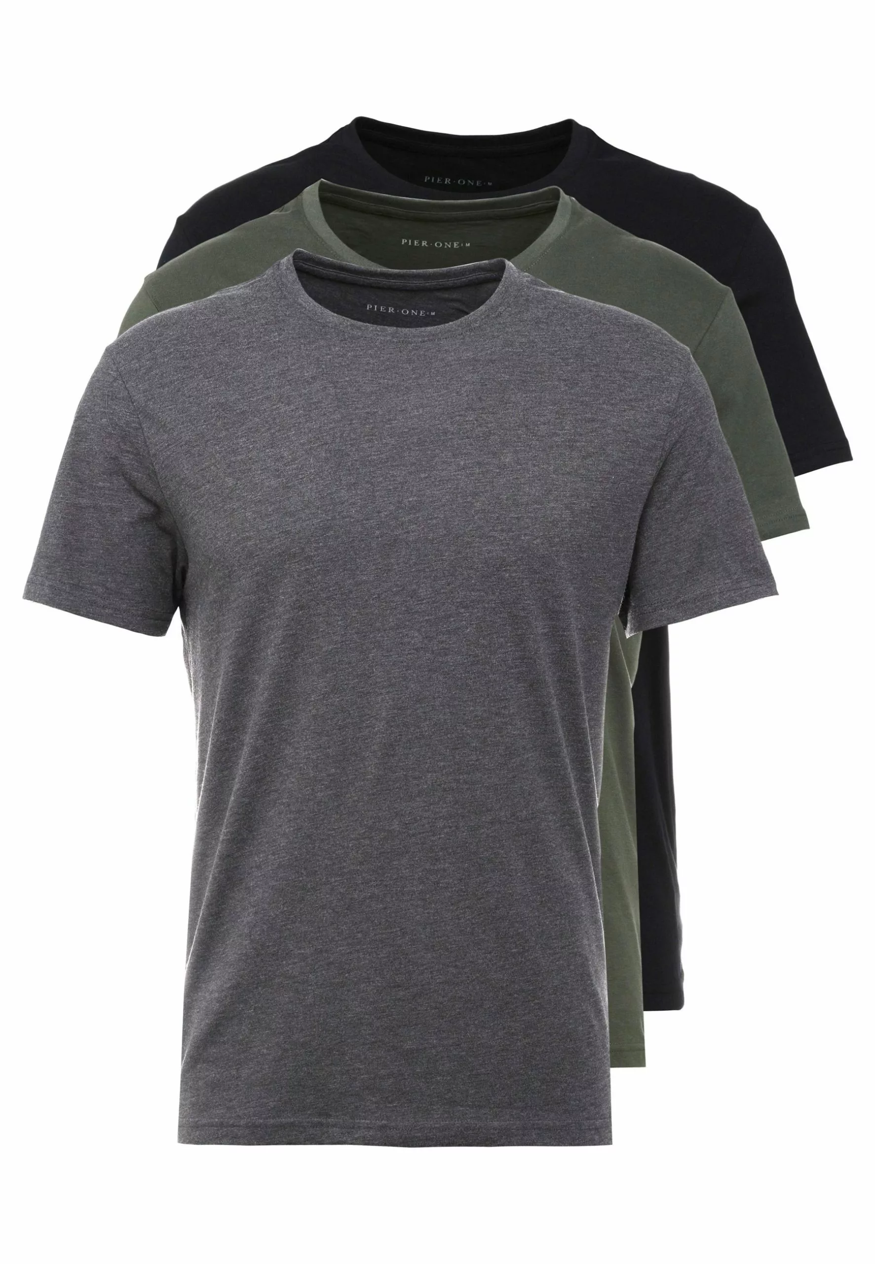 Pier One 3 Pack - Basic T-Shirt - Black/Grey/Green 6 Pier One 3 Pack - Basic T-Shirt - Black/Grey/Green - Image 6