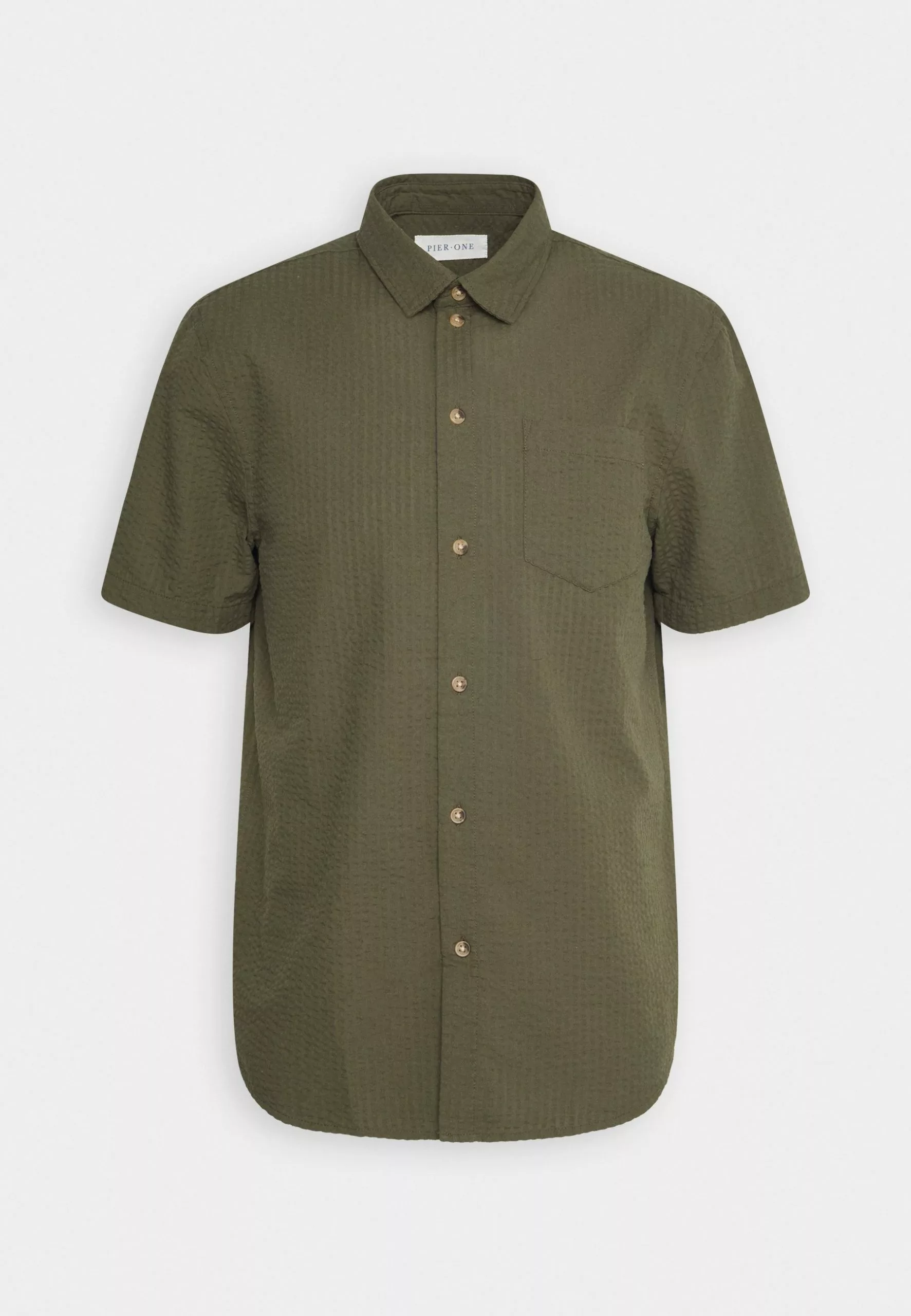 Pier One Seersucker Kent- Shirt - 604 - Olive 1 Pier One Seersucker Kent- Shirt - 604 - Olive
