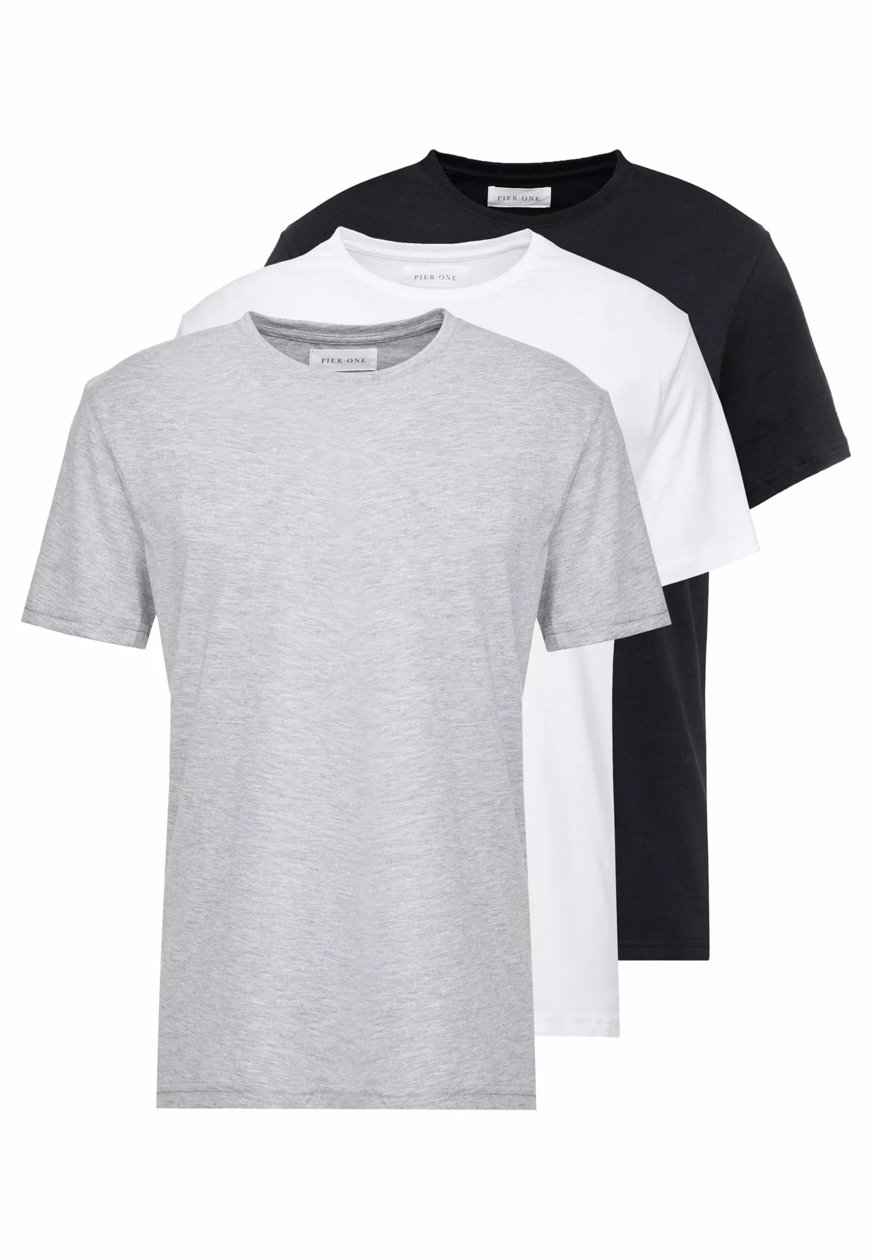 Pier One 3 Pack - Basic T-Shirt - White/Black/Light Grey 6 Pier One 3 Pack - Basic T-Shirt - White/Black/Light Grey - Image 6
