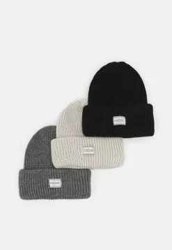 Pier One Unisex 3 Pack - Beanie - Black/Dark Grey/Off-White